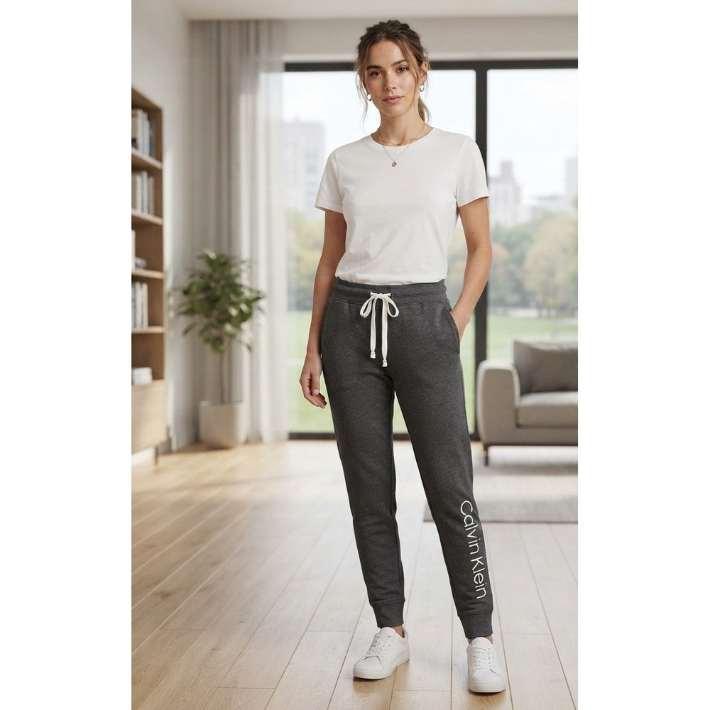 Calvin Klein Womens Sleepwear Joggers Gray Lounge Pants Small QP3427S NWOT